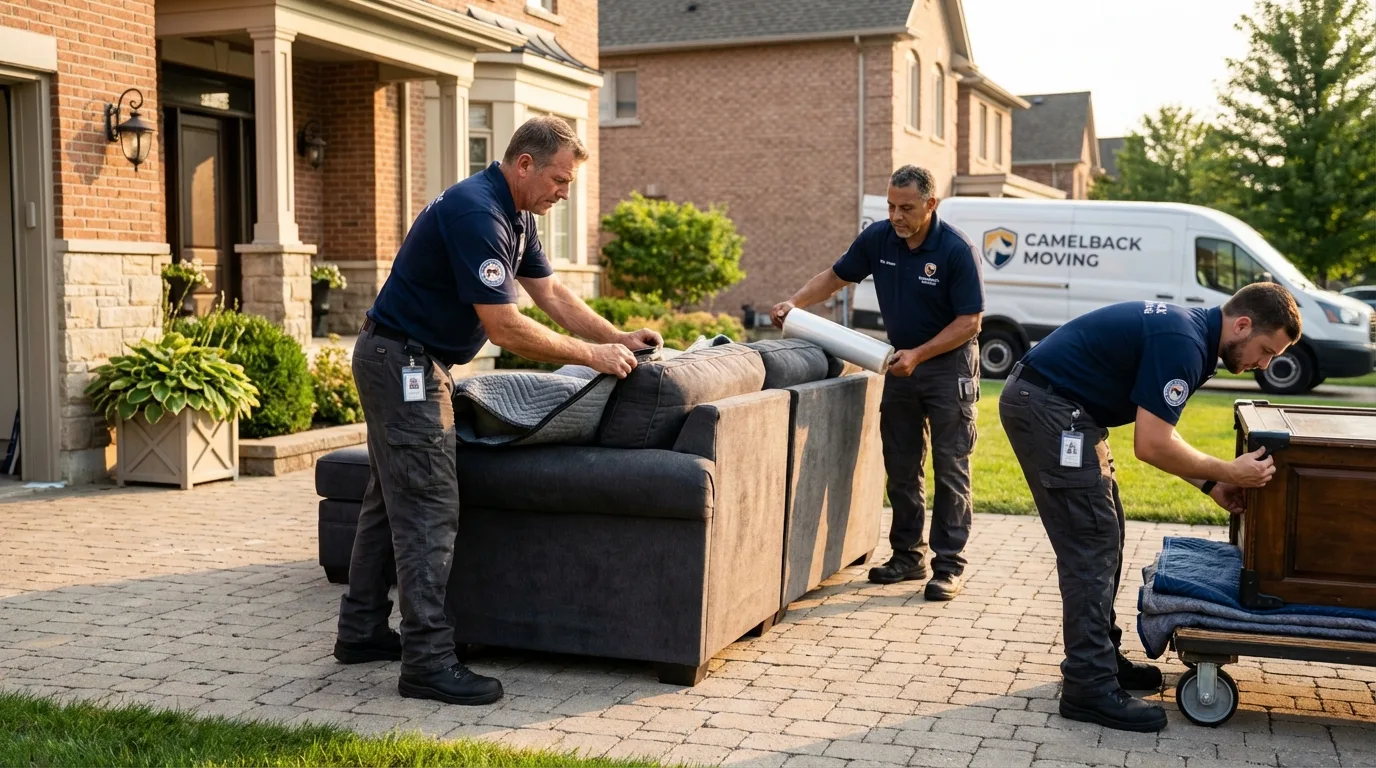 Large estate moving crew wrapping furniture in Wabash, IN